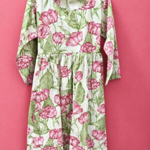Floral Printed Long Sleeve Girls Dress